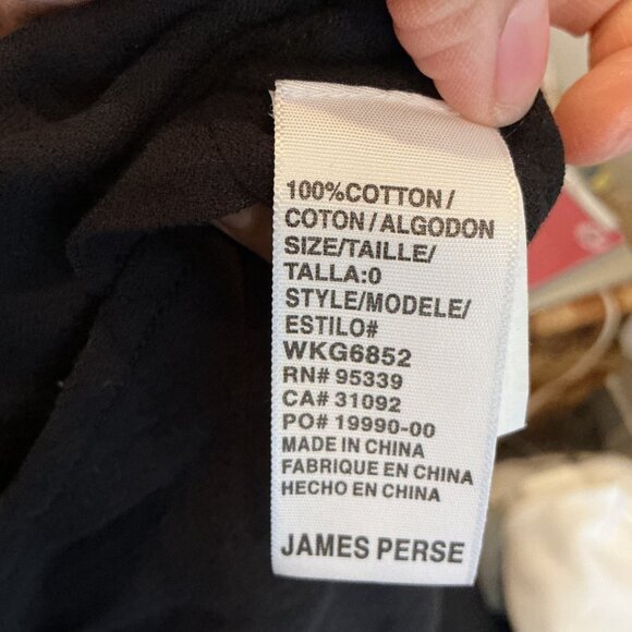 JAMES PERSE Black Long Sleeve Linen Blend Henley Dress Size 0 - Picture 6 of 6